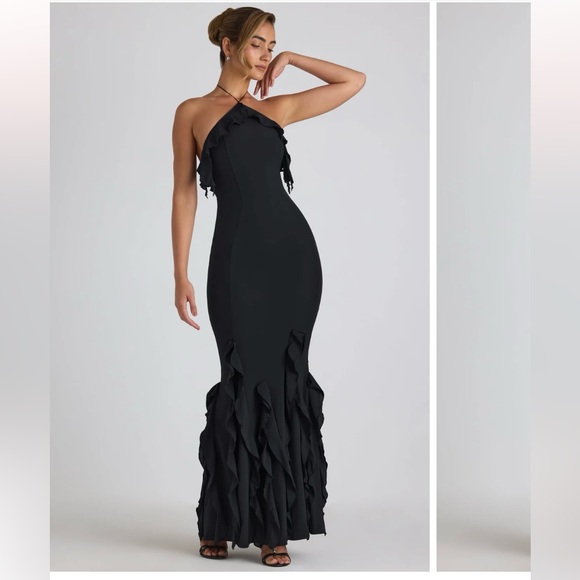 Oh Polly Dresses & Skirts - Oh Polly Black Ruffled Evening Gown